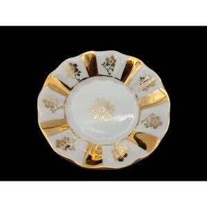 2 Epiag Royal Czechoslovakia 22K Gold Encrusted Floral Bread Plates Scalloped